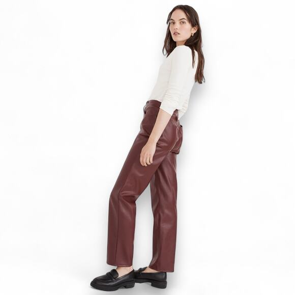Madewell The Perfect Vintage Straight Jean Faux Leather Edition 32 Dark Cabernet - Picture 13 of 14